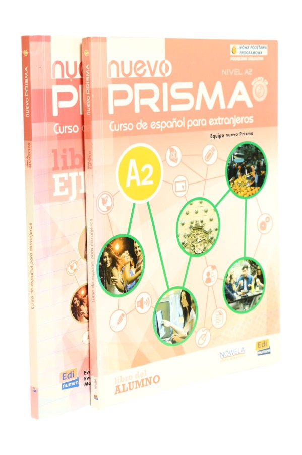 2x Nuevo prisma A2 hiszpański podręcznik i ćwiczenia z płytami