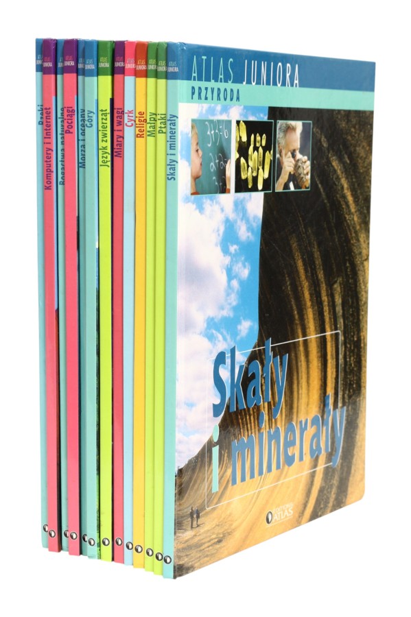 13x Atlas Juniora Zwierzęta/ Nauka i odkrycia/ Przyroda/ Sztuka i rozrywka/ Historia