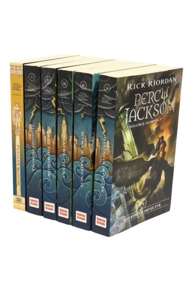 6x Riordan Percy Jackson i Bogowie Olimpijscy Tom 1,2,3,4,5 + Puchar Bogów