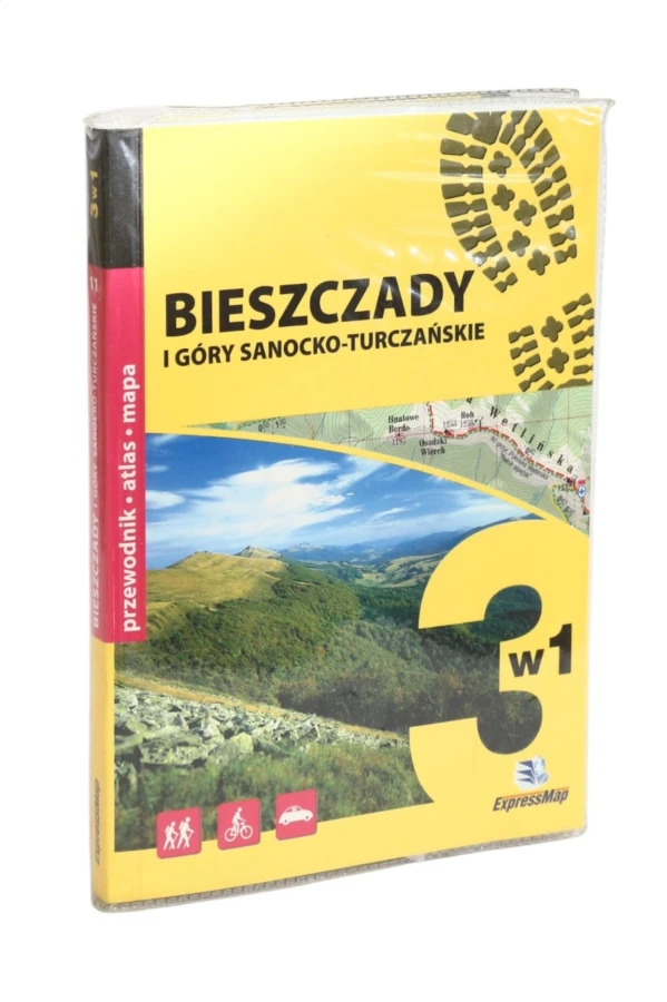 Bieszczady i góry Sanocko-Turczańskie  3 w 1 Przewodnik Atlas Mapa